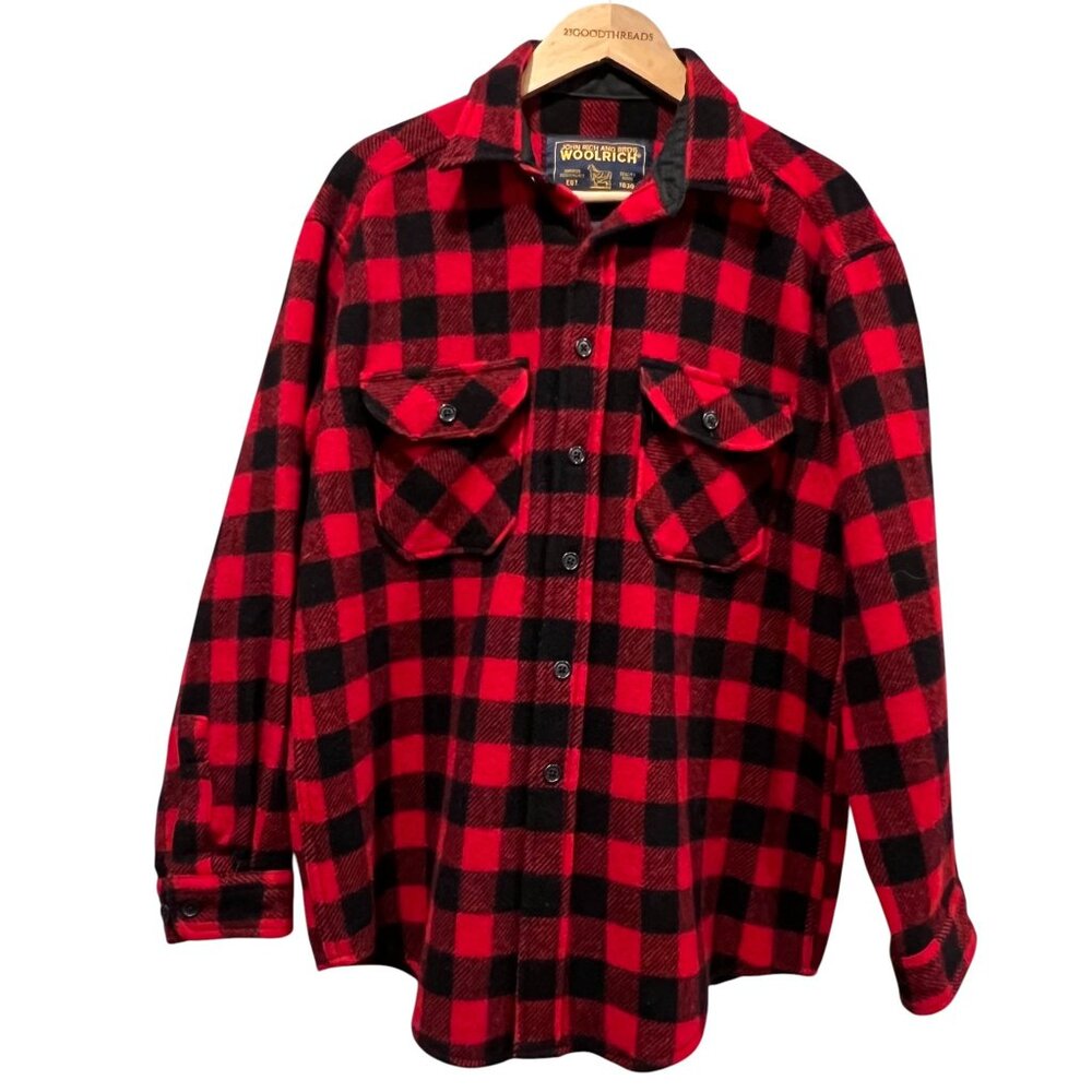 Woolrich Heavy Buffalo Plaid Shirt, Black Red, L